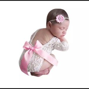 New laced newborn photography prop + headband